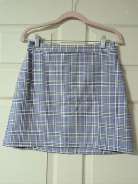 Hollister Ultra High Rise Plaid Skirt Purple Checked Slim Mini Advanced Stretch
